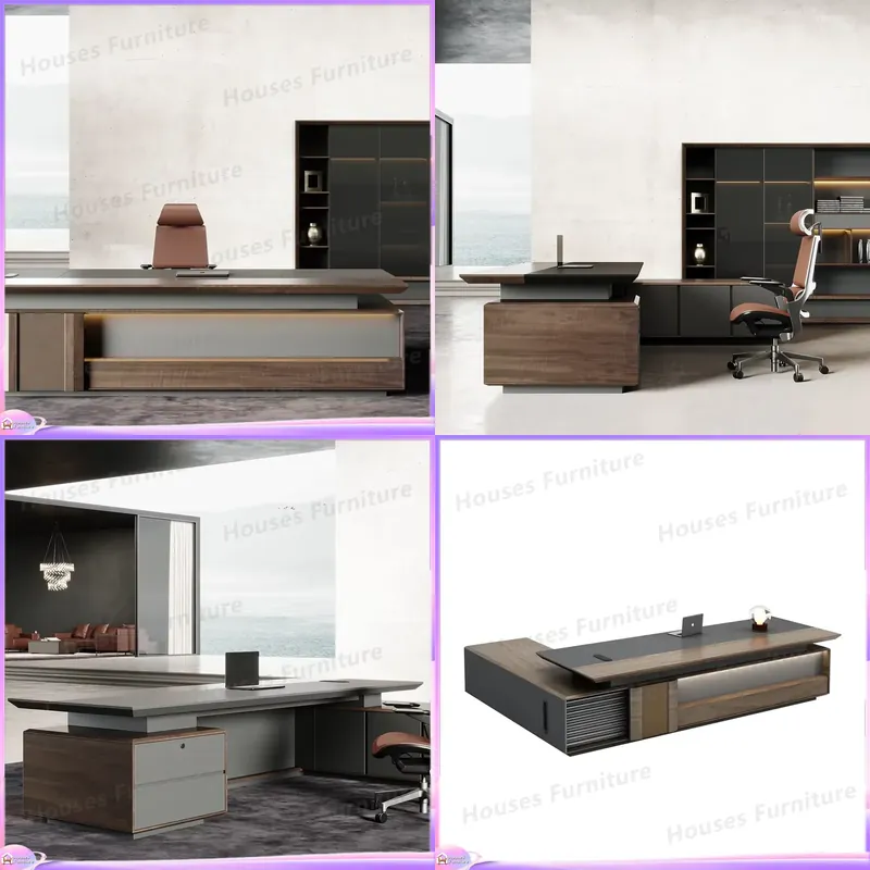 Office Furniture And Desks - Lüks Yönetici Masası Masif Ahşap Ofis