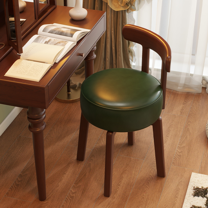 Office Furniture Home - Masif ahşap döner makyaj koltuğu, deri