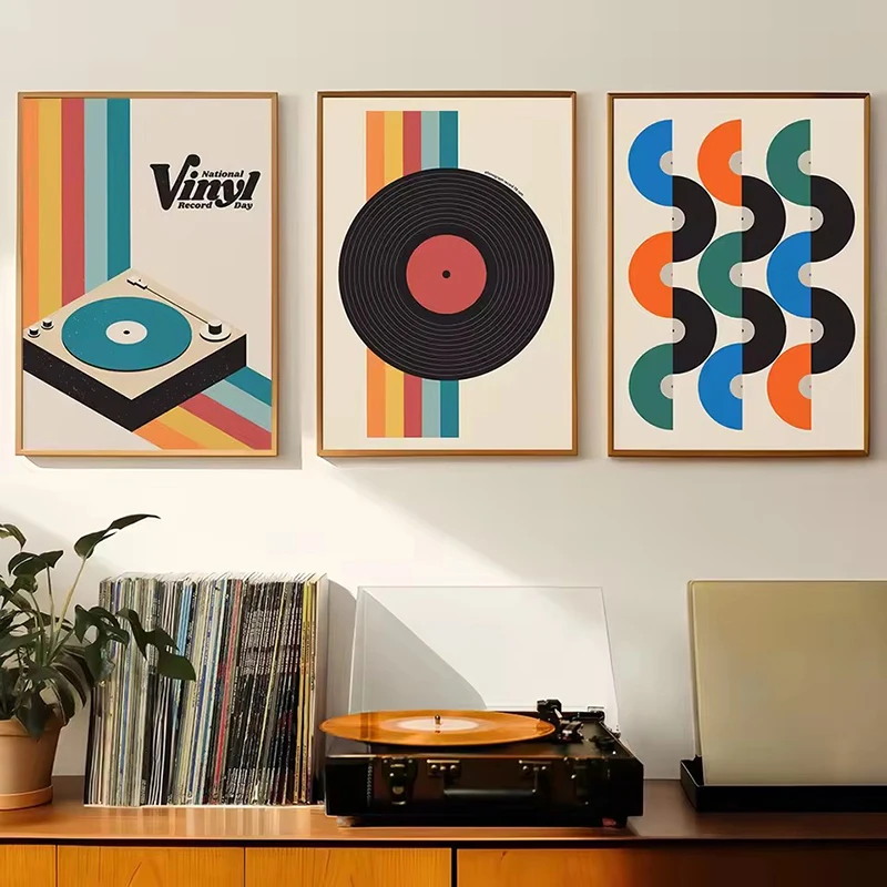 Orta Yüzyıl Vinil Plak Kanvas  - Office Furniture Home incelemesi ve fiyatı