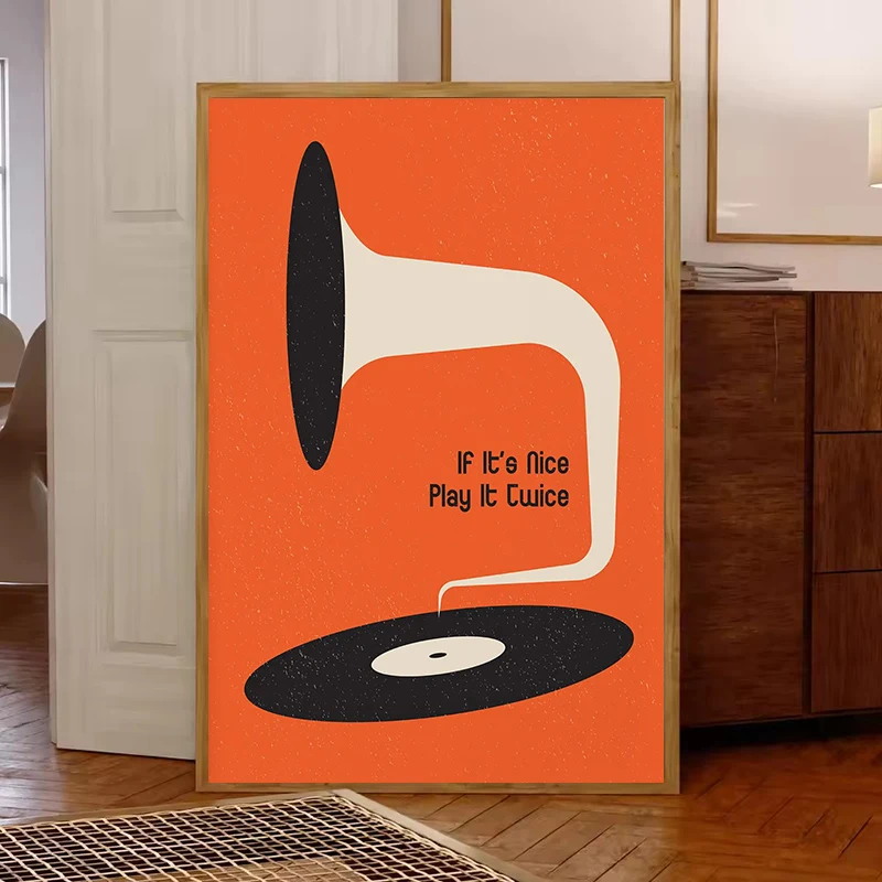 Orta Yüzyıl Vinil Plak Kanvas  - Office Furniture Home incelemesi ve fiyatı